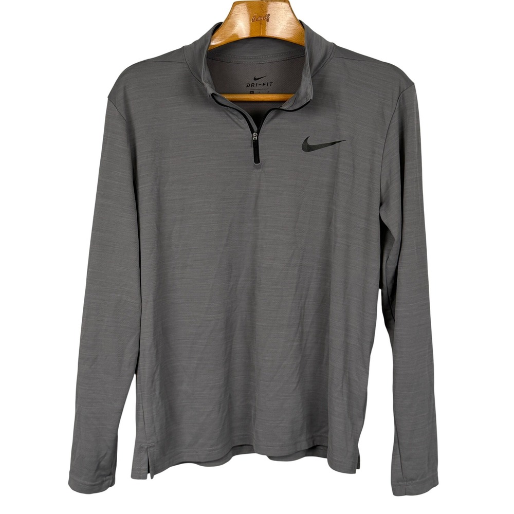 Nike Dri-FIT Quarter Zip Pullover Medium Gray Long Sleeve